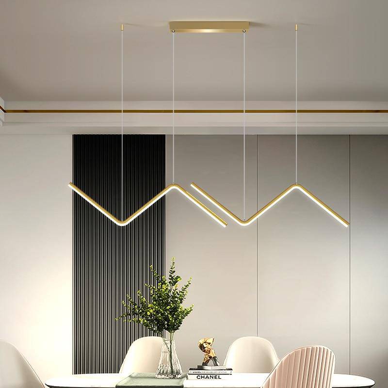 Lustre design LED en métal avec formes triangulaires modernes - vue 3 sur 8
