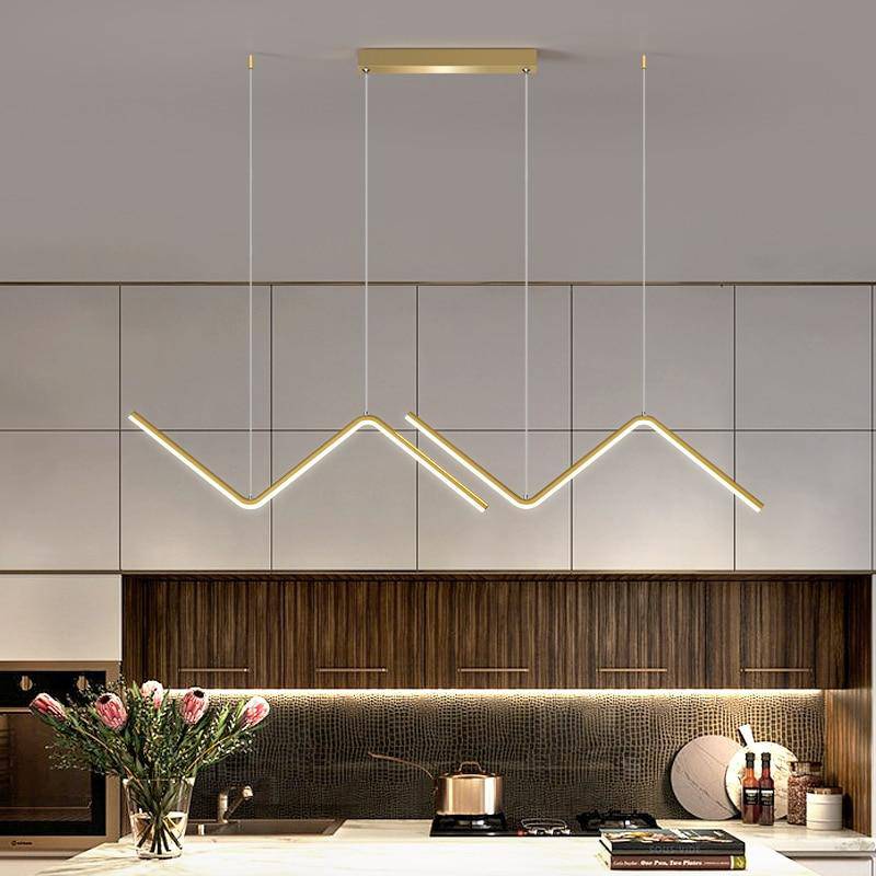 Lustre design LED en métal avec formes triangulaires modernes - vue 4 sur 8