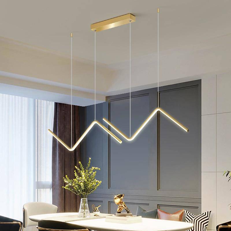Lustre design LED en métal avec formes triangulaires modernes - vue 5 sur 8