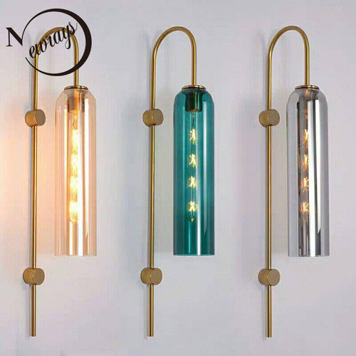 Applique murale design à LED avec abat-jour allongé en verre coloré et métal - vue 7 sur 9