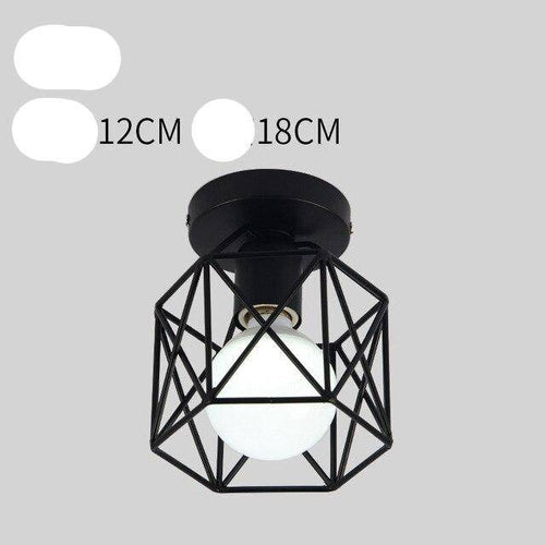 Plafonnier vintage noir avec lampes en cage