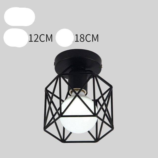 Plafonnier vintage noir avec lampes en cage - vue 6 sur 7