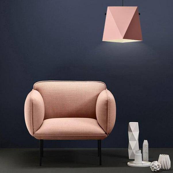 Suspension design LED avec abat-jour en métal coloré au géométrique - vue 3 sur 12