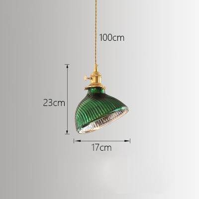 Suspension rétro LED avec abat-jour en verre rétro vert Yuja - vue 4 sur 7
