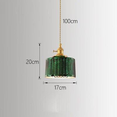 Suspension rétro LED avec abat-jour en verre rétro vert Yuja - vue 5 sur 7