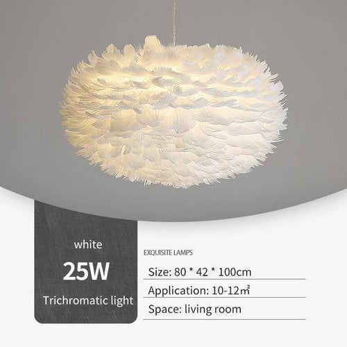 Suspension ovale LED en plumes Fairy - vue 7 sur 9