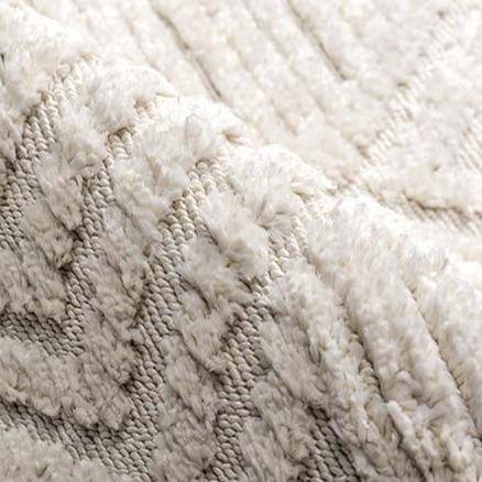 Tapis rectangle berbère blanc à motifs carreaux en relief et franges - vue 6 sur 6