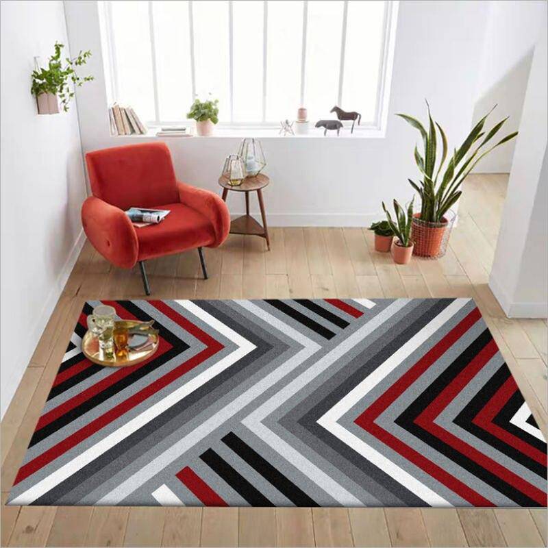 Tapis rectangle géométriques rouge et gris Asymmetric - vue 4 sur 5