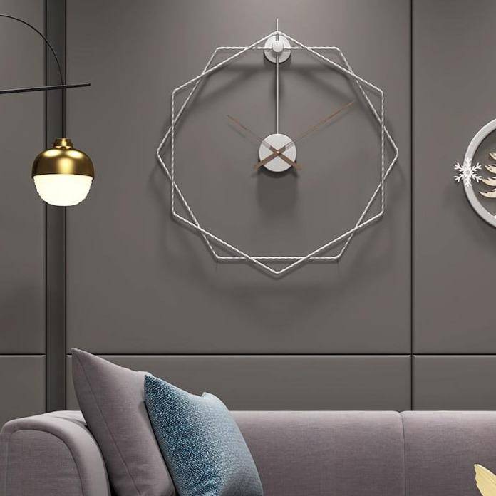 Horloge murale design hexagones décalés en métal - vue 5 sur 7