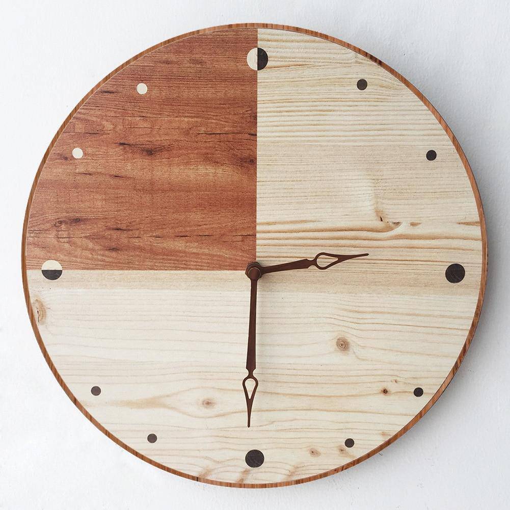 Horloge murale scandinave en bois marrons 28cm Hours - vue 4 sur 3