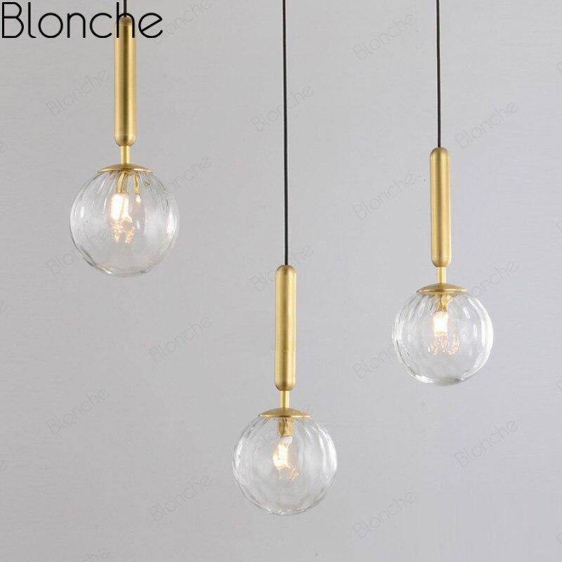 Suspension design LED dorée avec boule en verre Loft - vue 4 sur 5