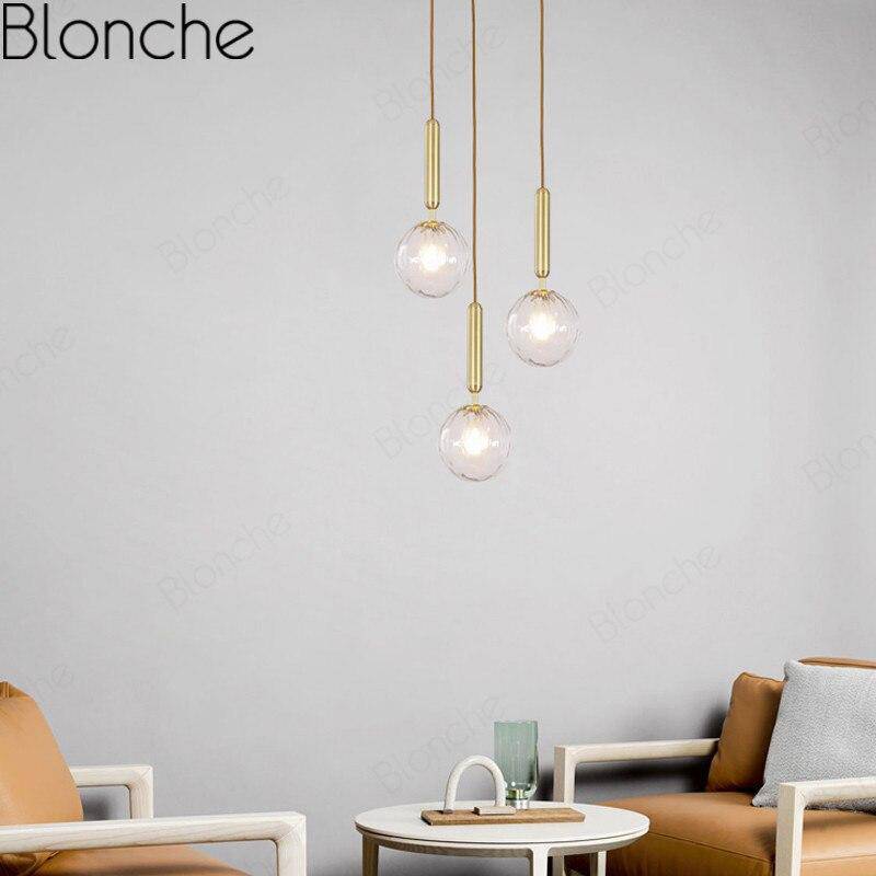 Suspension design LED dorée avec boule en verre Loft - vue 3 sur 5