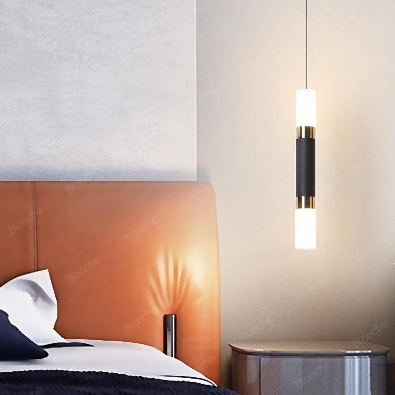 Suspension cylindrique design LED en metal noir Loft
