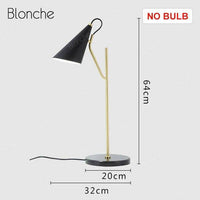 Lampe à poser design LED en marbre avec tube dorée