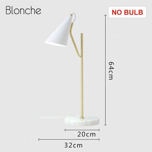 Lampe à poser design LED en marbre avec tube dorée - vue 5 sur 6