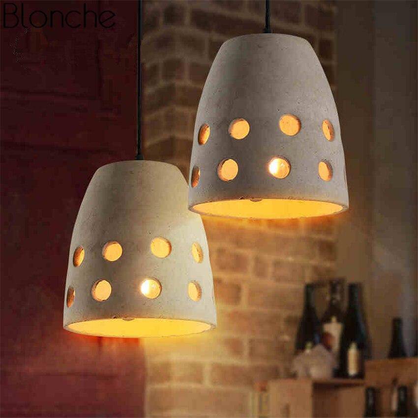 Suspension en ciment LED avec abat-jour arrondi à trous Hang - vue 3 sur 2