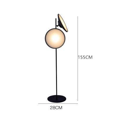 Lampadaire design LED en métal noir avec grand cercle lumineux Nordic - vue 8 sur 8