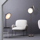 Lampadaire design LED en métal noir avec grand cercle lumineux Nordic
