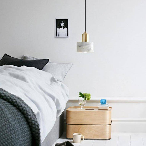 Suspension design LED dorée en marbre blanc Luxury - vue 6 sur 6