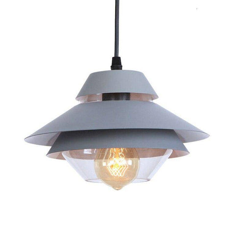 Suspension rétro à LED avec abat-jour en métal coloré et verre