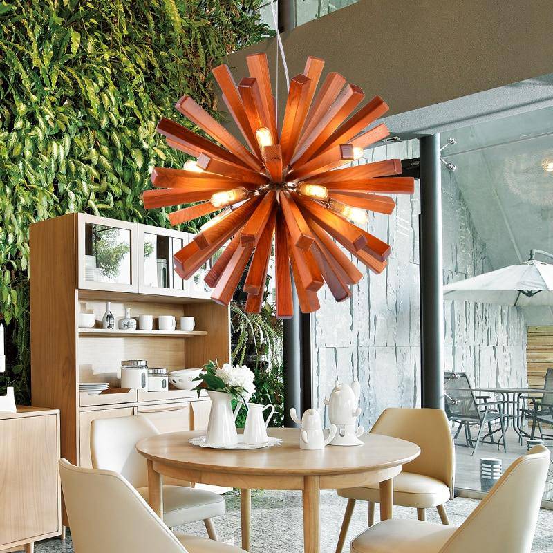 Suspension design à LED en bois style Wongshi