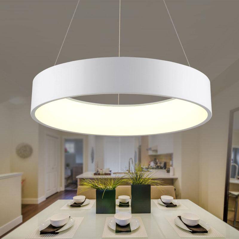 Suspension design LED cercle moderne Minimalism (gris ou blanc) - vue 4 sur 4