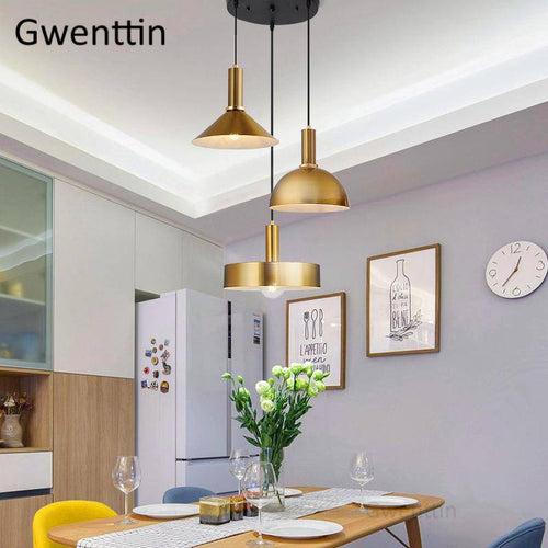 Suspension design à LED dorée style Loft - vue 4 sur 9