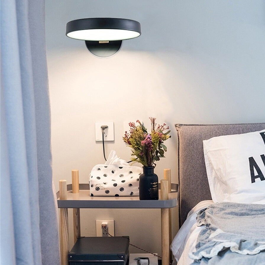 Applique murale scandinave LED circulaire et détails en bois Cesia - vue 6 sur 13