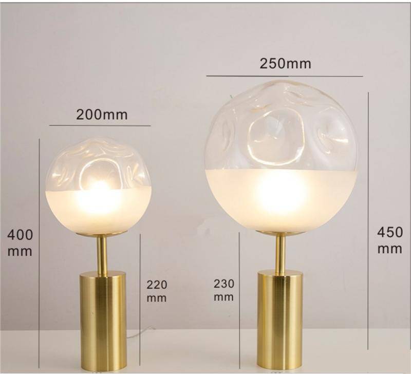 Lampe à poser design LED avec cylindre doré et verre déformé Rui - vue 6 sur 6