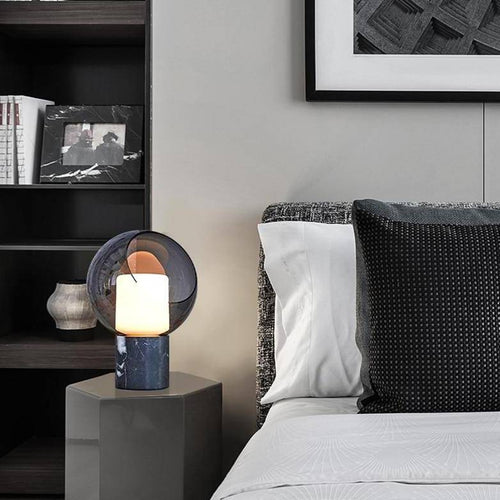 Lampe à poser design LED en marbre avec boule en verre Luxury - vue 7 sur 9