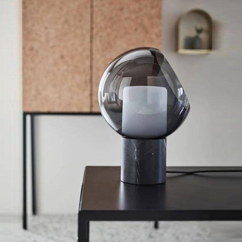 Lampe à poser design LED en marbre avec boule en verre Luxury - vue 3 sur 9