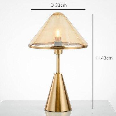 Lampe à poser design LED avec socle conique en métal doré