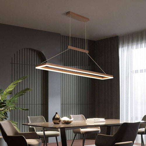 Lustre design moderne LED arrondi en métal doré ou marron Lofty - vue 6 sur 7