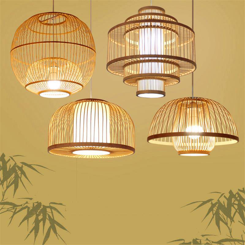 Suspension en bambou LED avec différents cylindres style Asian - vue 4 sur 11