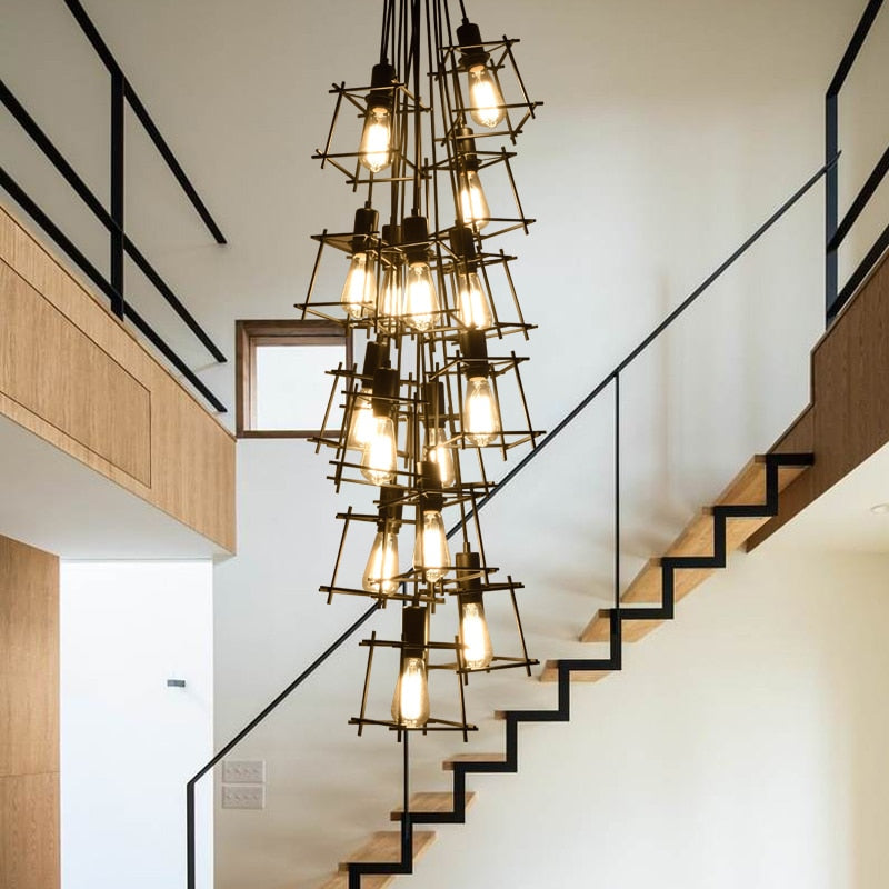 Lustre industrielle avec lampes cubiques suspendues Onigun - vue 3 sur 6