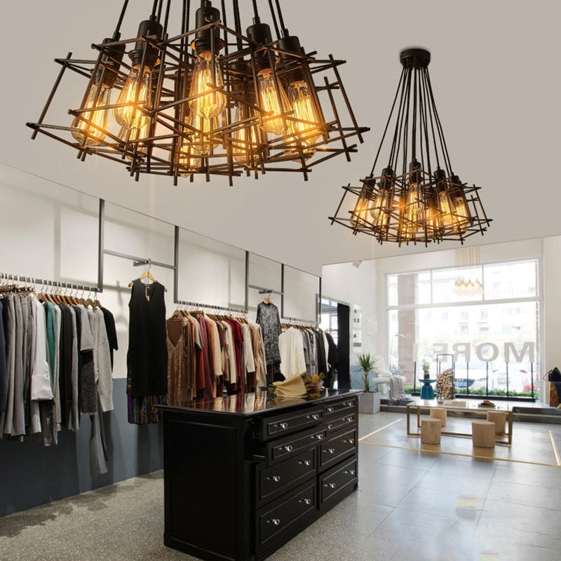Lustre industrielle avec lampes cubiques suspendues Onigun - vue 5 sur 6