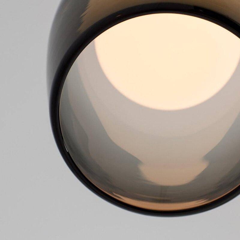 Suspension design en verre fumé avec boule intérieur