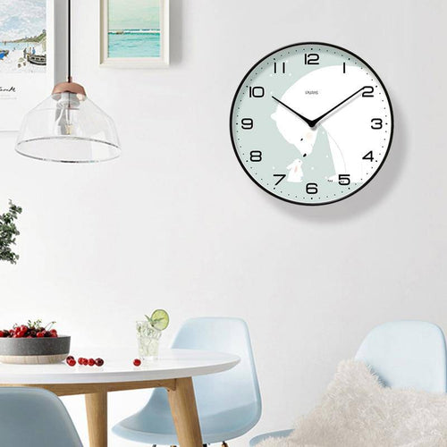 Horloge murale ronde blanche et motifs bleus Chansrun - vue 3 sur 3
