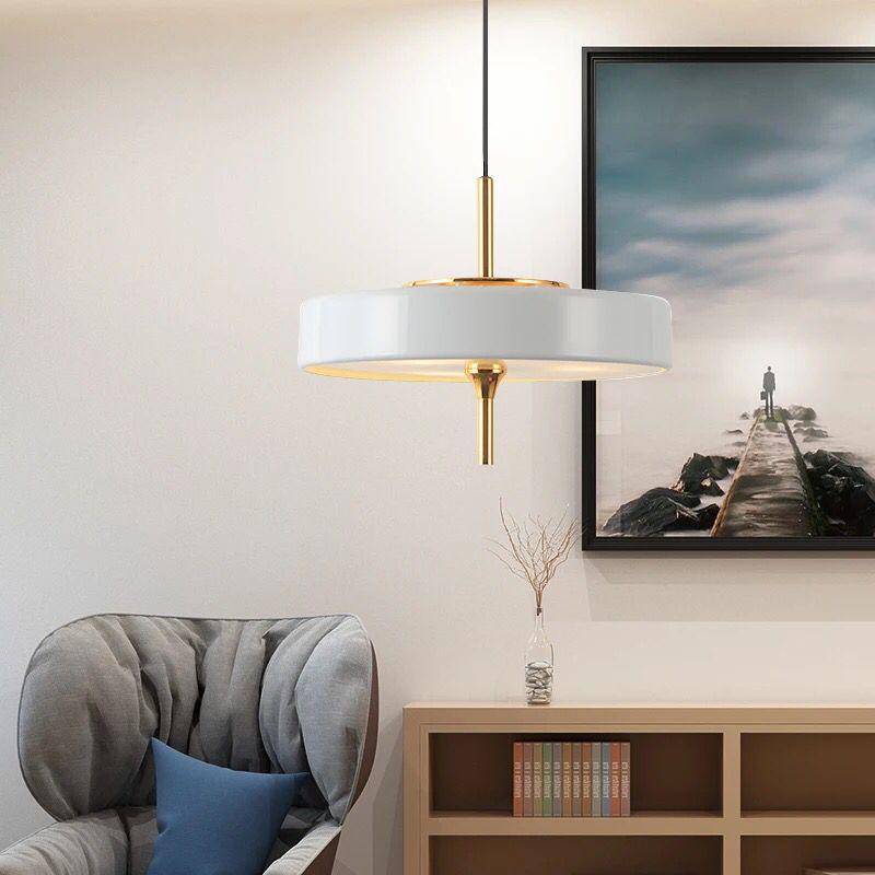 Suspension design LED avec abat-jour circulaire en métal style Juna - vue 3 sur 9