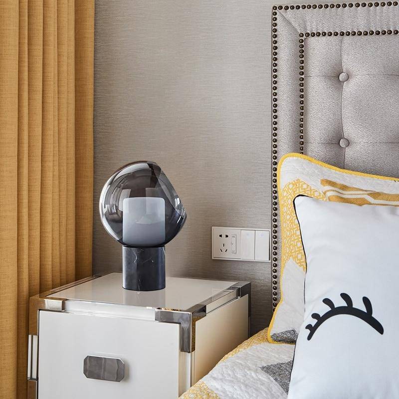 Lampe à poser design LED en marbre avec boule en verre Luxury - vue 5 sur 9