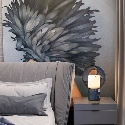 Lampe à poser design LED en marbre avec boule en verre Luxury - vue 9 sur 9