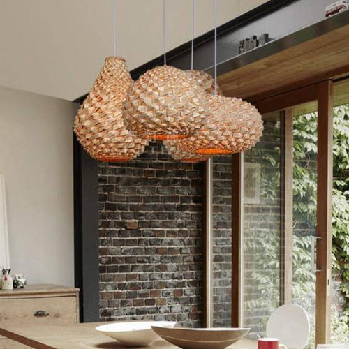Suspension LED avec abat-jour en rotin de différentes formes Rui - vue 4 sur 6