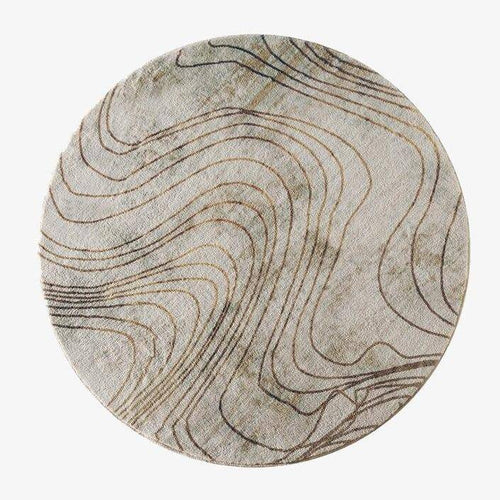Tapis moderne rond beige aux rayures Floor
