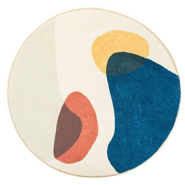 Tapis rond moderne coloré style Fluffy A