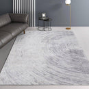 Tapis rectangle moderne spirale grise