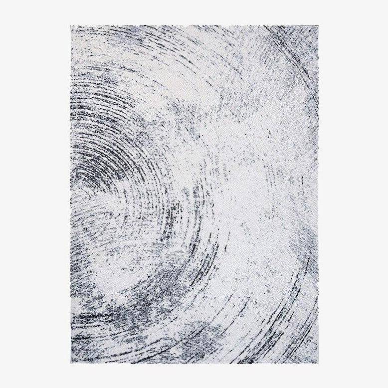 Tapis rectangle moderne spirale grise