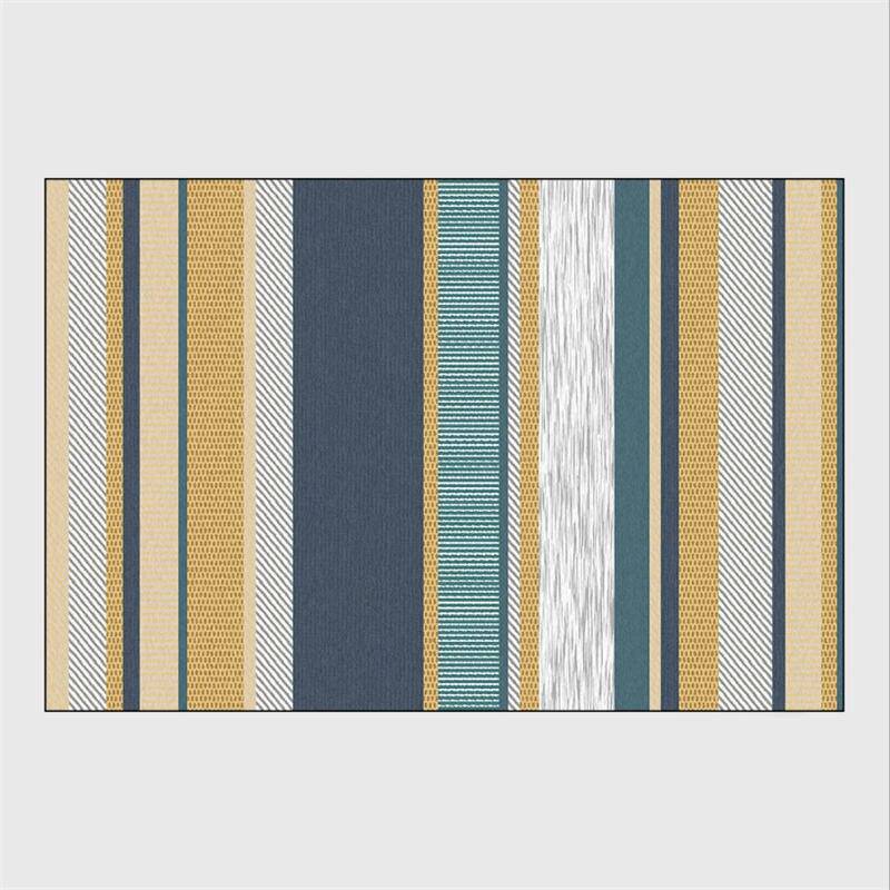 Tapis rectangle moderne aux bandes jaunes et bleues - vue 6 sur 5