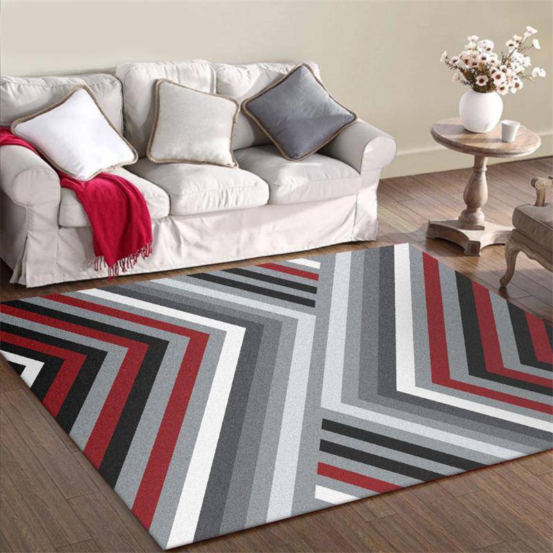 Tapis rectangle géométriques rouge et gris Asymmetric - vue 3 sur 5