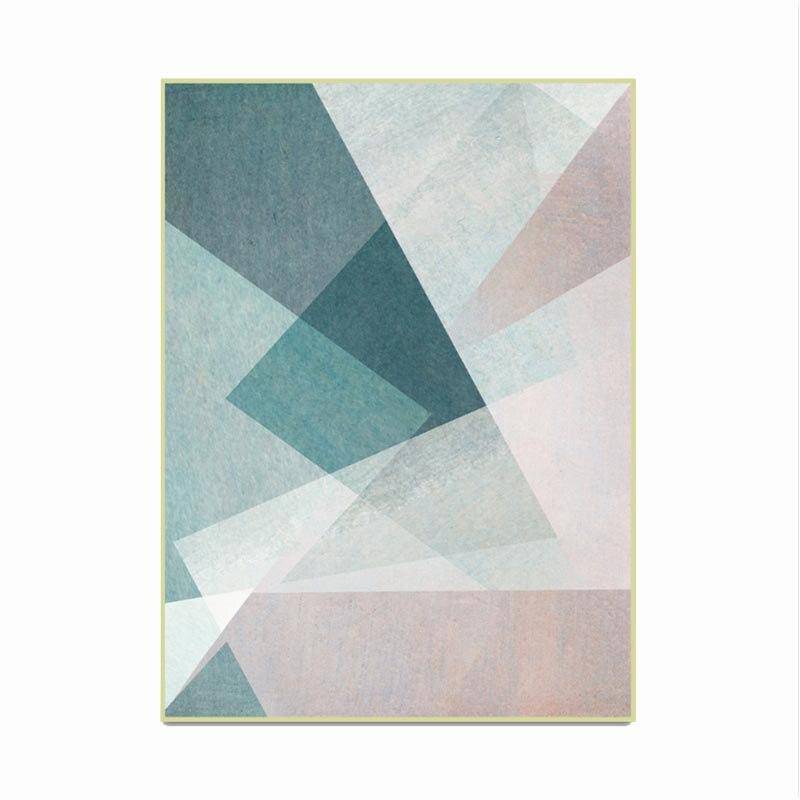 Tapis rectangle géométriques rose et bleu - vue 6 sur 5