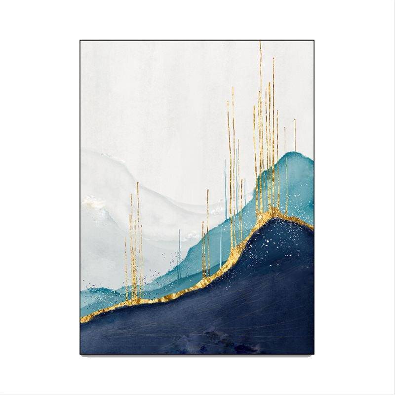 Tapis design vintage touches de bleu et de doré Gold C